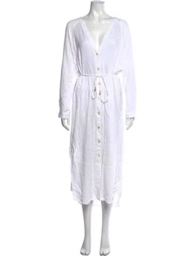 Pre-owned L*space V-neck Midi Length Dress In Neutrals