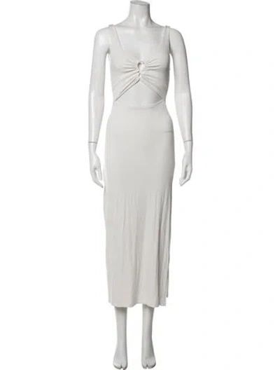 Pre-owned L*space V-neck Midi Length Dress In Neutrals