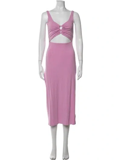 Pre-owned L*space V-neck Midi Length Dress In Pink/purple