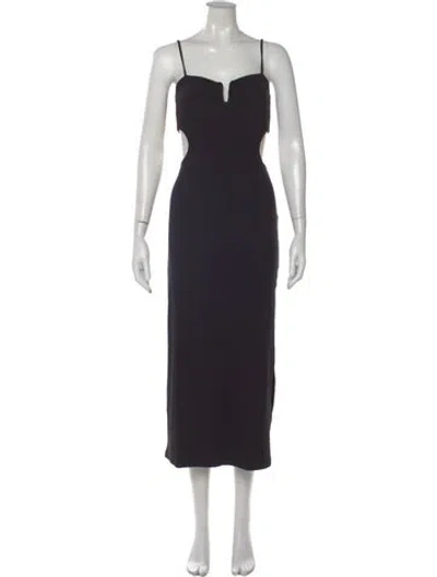 Pre-owned L*space V-neck Midi Length Dress W/ Tags In Black