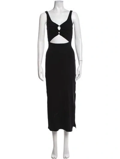 Pre-owned L*space V-neck Midi Length Dress W/ Tags In Black
