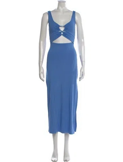 Pre-owned L*space V-neck Midi Length Dress W/ Tags In Blue