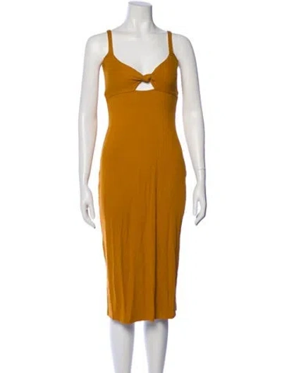 Pre-owned L*space V-neck Midi Length Dress W/ Tags In Neutral