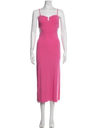 Pre-owned L*space V-neck Midi Length Dress W/ Tags In Pink