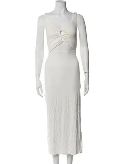 Pre-owned L*space V-neck Midi Length Dress W/ Tags In White