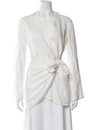 Pre-owned L*space V-neck Midi Length Dress W/ Tags In White