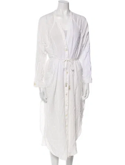 Pre-owned L*space V-neck Midi Length Dress In White