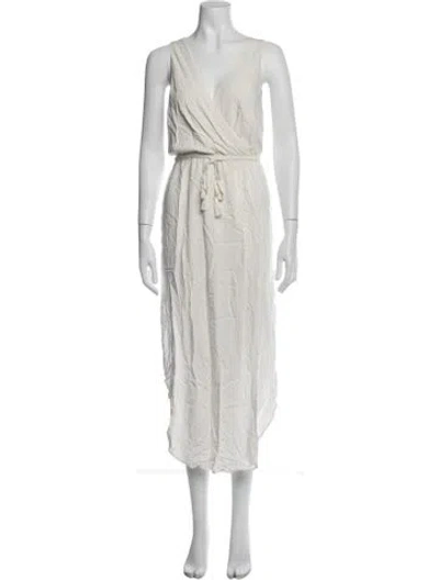 Pre-owned L*space V-neck Midi Length Dress In White