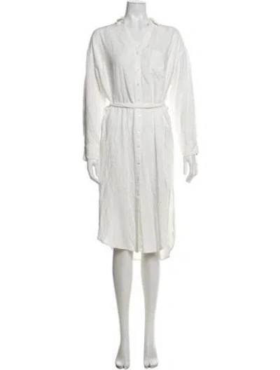 Pre-owned L*space V-neck Midi Length Dress In White