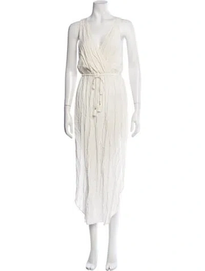 Pre-owned L*space V-neck Midi Length Dress In White