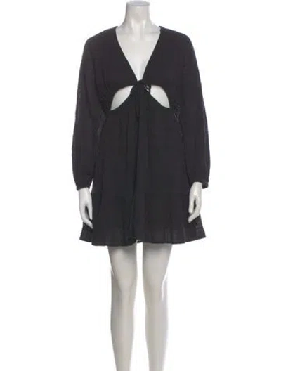 Pre-owned L*space V-neck Mini Dress In Black