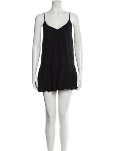 Pre-owned L*space V-neck Mini Dress In Black