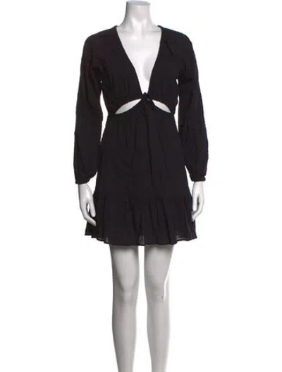 Pre-owned L*space V-neck Mini Dress In Black