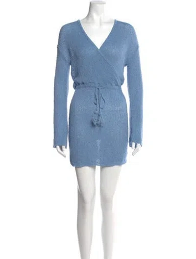 Pre-owned L*space V-neck Mini Dress In Blue