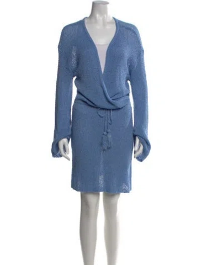 Pre-owned L*space V-neck Mini Dress In Blue