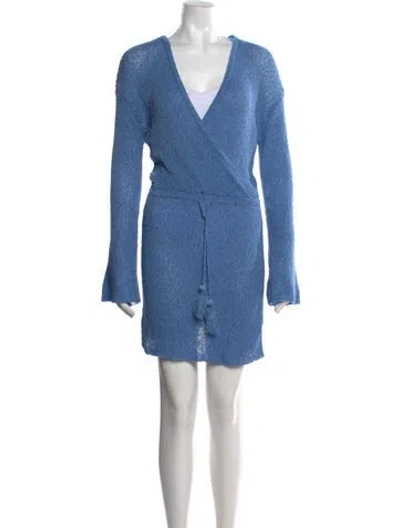 Pre-owned L*space V-neck Mini Dress In Blue