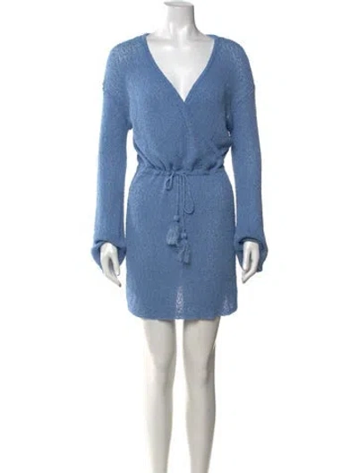 Pre-owned L*space V-neck Mini Dress In Blue
