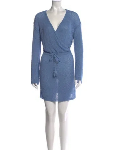 Pre-owned L*space V-neck Mini Dress In Blue