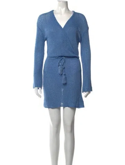 Pre-owned L*space V-neck Mini Dress In Blue