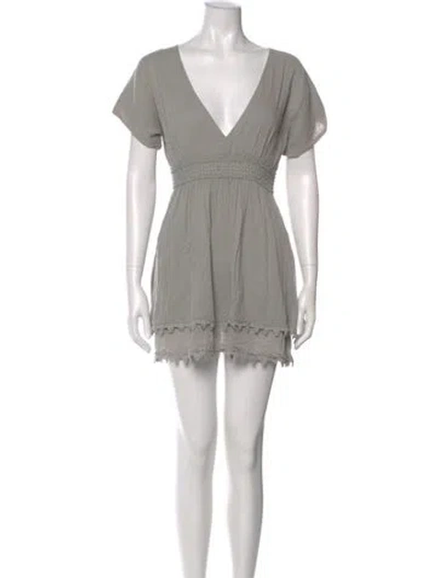 Pre-owned L*space V-neck Mini Dress In Green