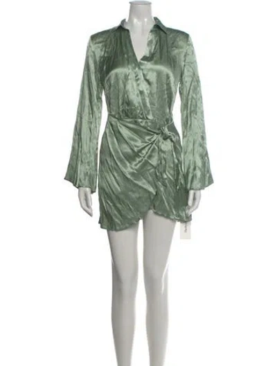 Pre-owned L*space V-neck Mini Dress In Green