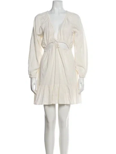 Pre-owned L*space V-neck Mini Dress In Neutral