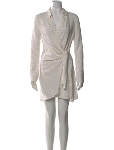 Pre-owned L*space V-neck Mini Dress In Neutral