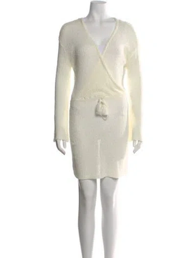 Pre-owned L*space V-neck Mini Dress In Neutral
