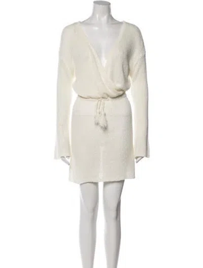 Pre-owned L*space V-neck Mini Dress In Neutral