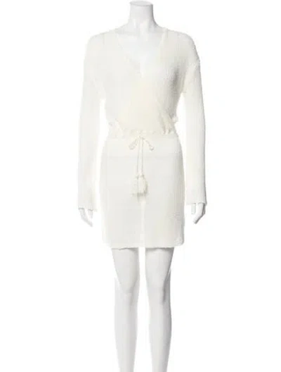 Pre-owned L*space V-neck Mini Dress In Neutral