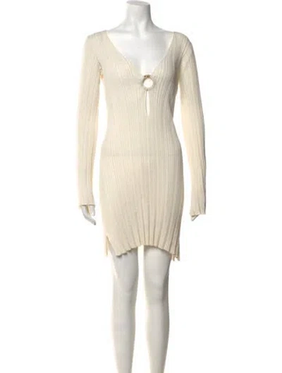 Pre-owned L*space V-neck Mini Dress In Neutrals