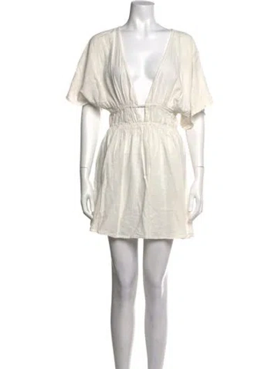 Pre-owned L*space V-neck Mini Dress In Neutrals