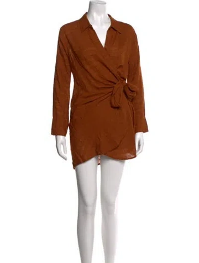 Pre-owned L*space V-neck Mini Dress In Orange