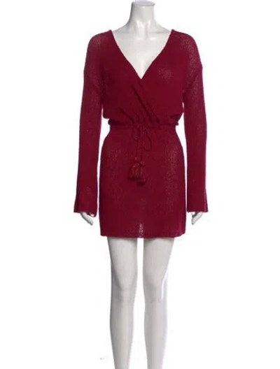 Pre-owned L*space V-neck Mini Dress In Red