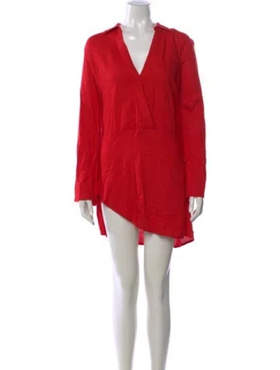 Pre-owned L*space V-neck Mini Dress In Red