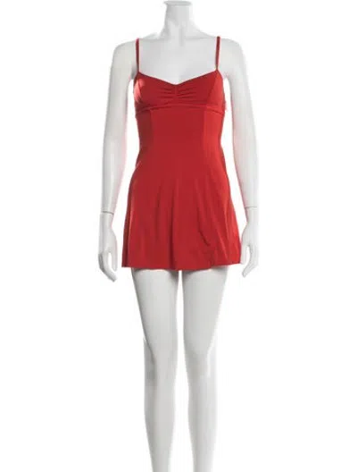 Pre-owned L*space V-neck Mini Dress In Red