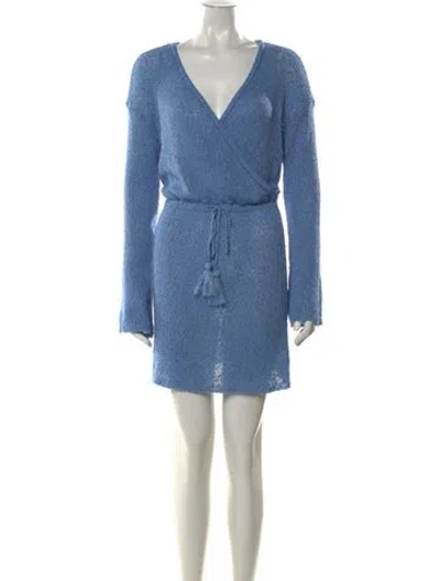 Pre-owned L*space V-neck Mini Dress W/ Tags In Blue