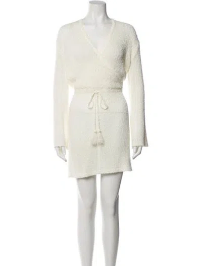 Pre-owned L*space V-neck Mini Dress In White