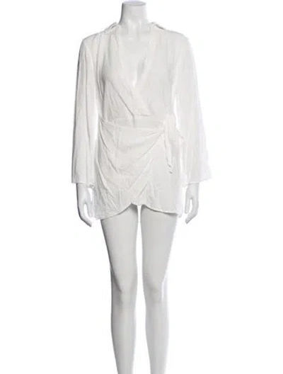 Pre-owned L*space V-neck Mini Dress In White