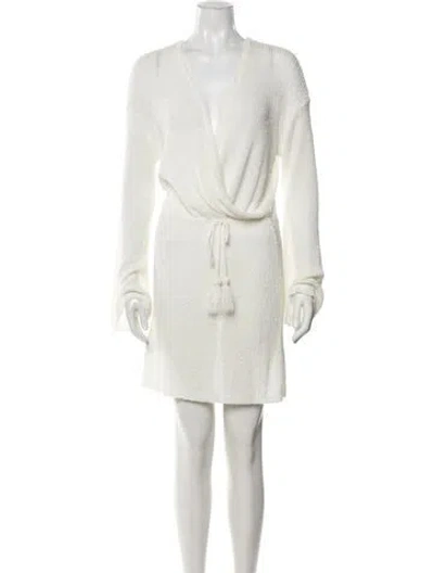 Pre-owned L*space V-neck Mini Dress In White