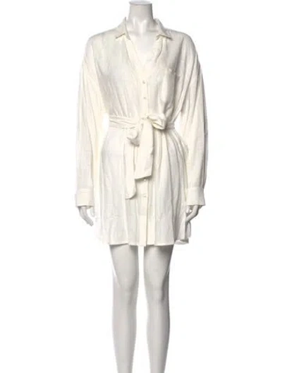 Pre-owned L*space V-neck Mini Dress In White