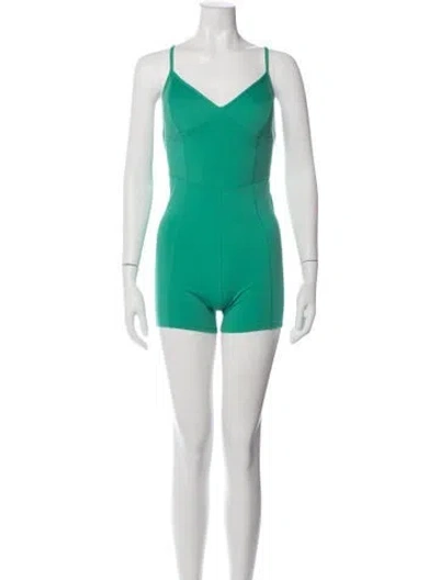 Pre-owned L*space V-neck Romper In Green