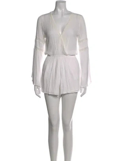 Pre-owned L*space V-neck Romper In White