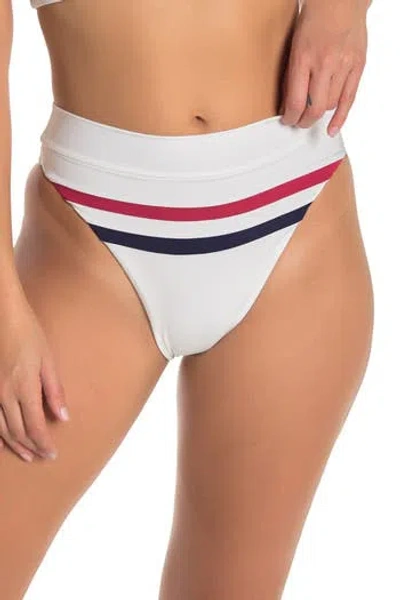 L*space Lspace Wilson Bitsy Stripe Swim Bottoms In White/strawberry/mdb