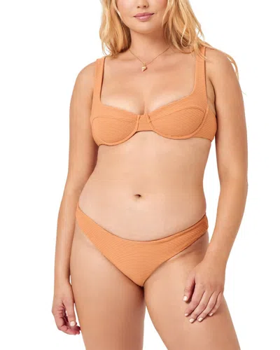 L*space Winnie Bikini Top Womens Orange Stretch Rib Tie-back Swimwear Jdm1307 In Multi