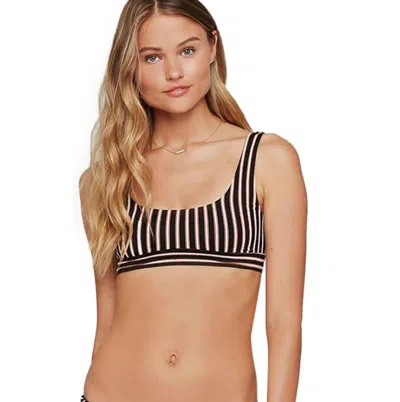 L*space Women's Miller Bikini Top In Black/white/bronze Stripe In Multi