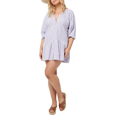 L*space Womens Plaid Tiered Shirtdress In Purple