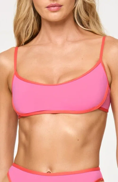 L*space Lspace Zella Contrast Trim Bikini Top In Bubblegum/grapefruit