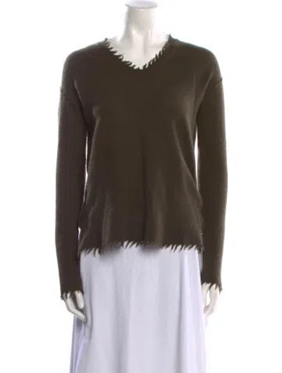 Pre-owned Lth Jkt Cashmere V-neck Sweater In Green