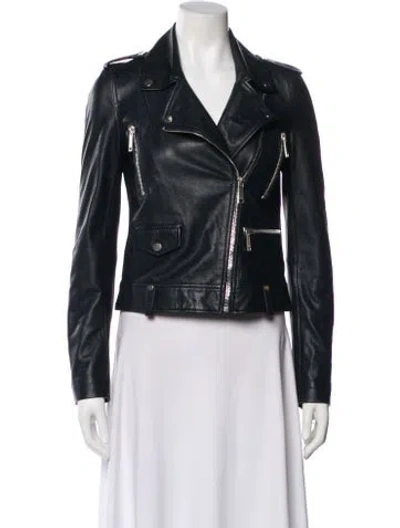 Pre-owned Lth Jkt Leather Biker Jacket In Black